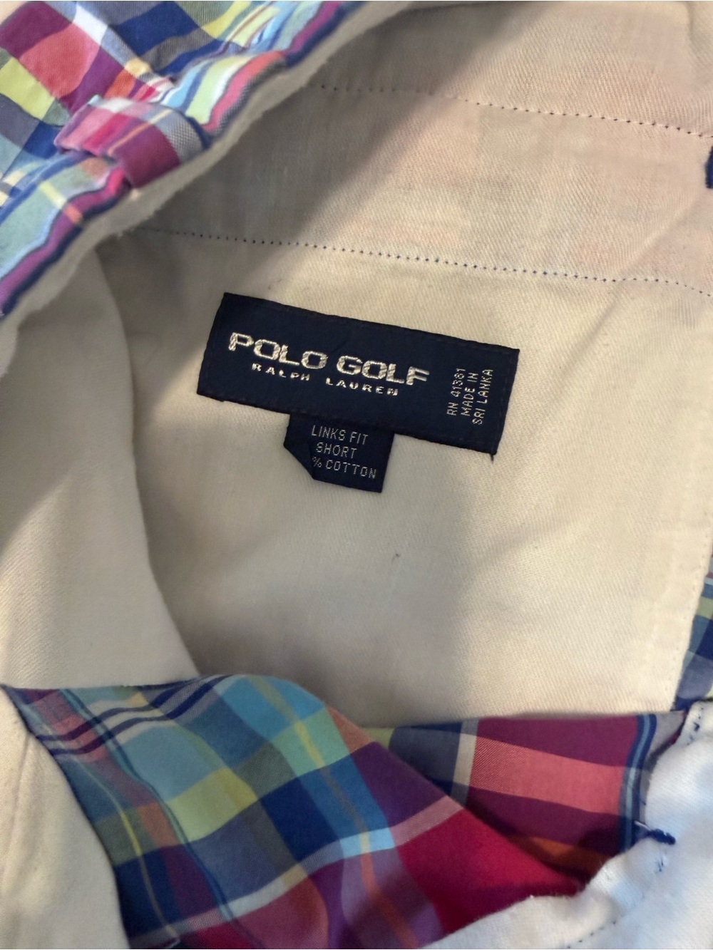 Polo by Ralph Lauren Multicolor Plaid Golf Shorts with Blue, Pink & Yellow